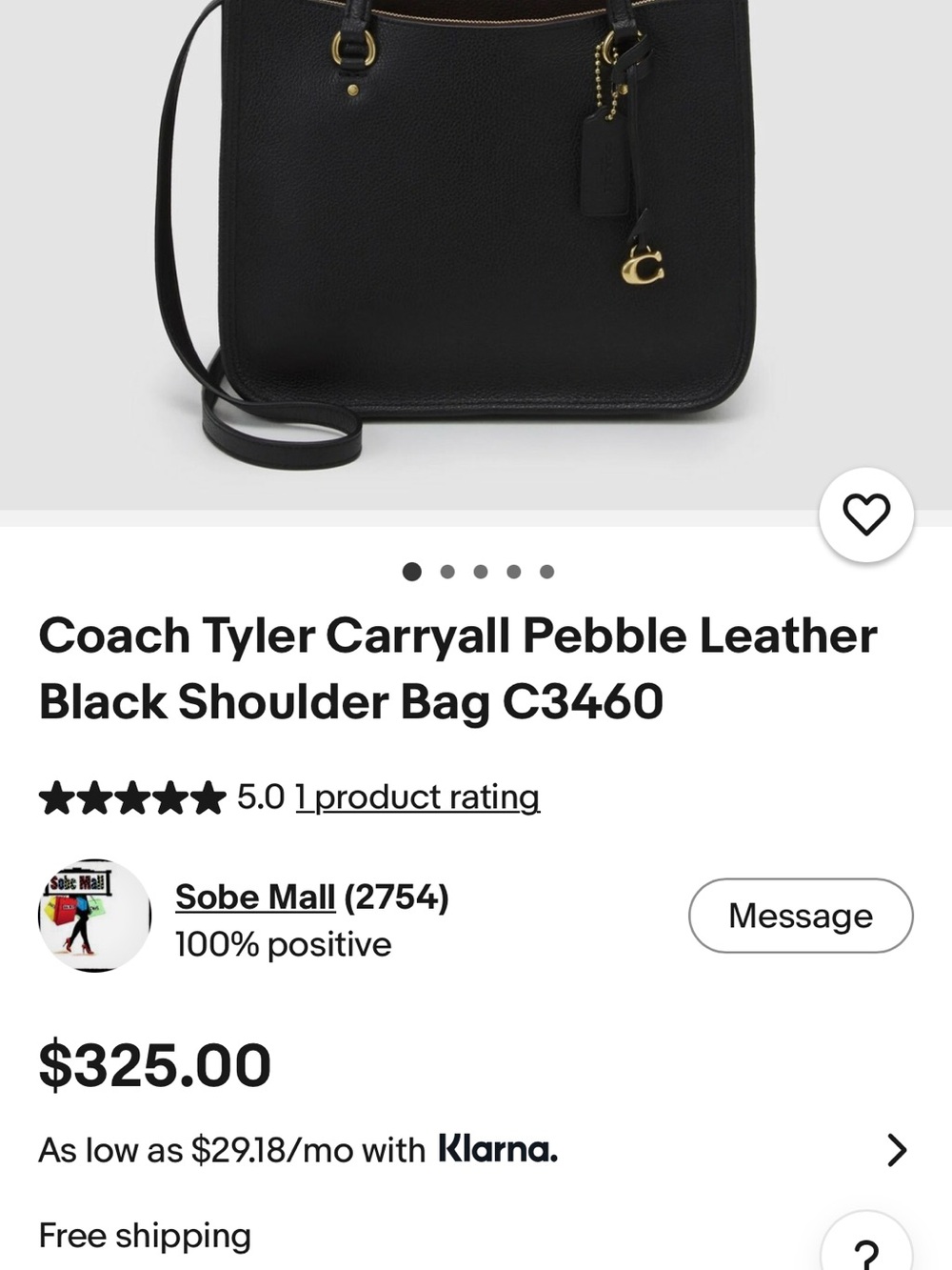 Coach Black Embossed Signature Crossbody with Gold Hardware - Picture 4 of 4